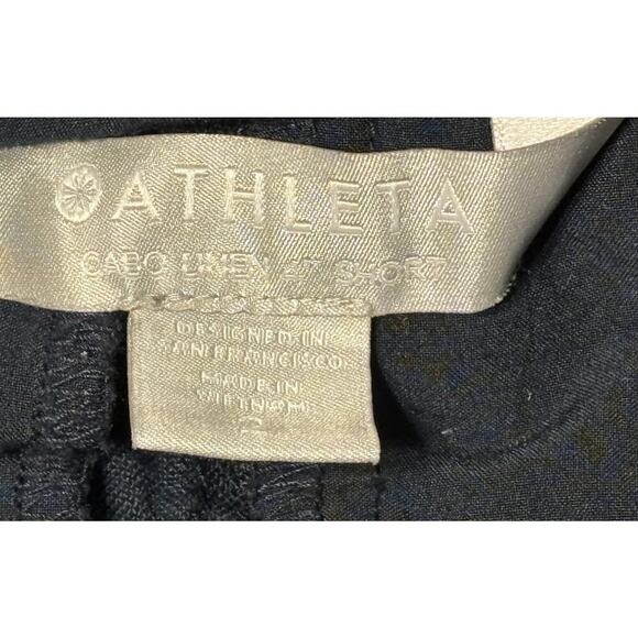 Athleta Cabo Linen Shorts 4” Navy Blue 4 Pockets Womens Size 2 Sailor Nautical - Picture 3 of 3